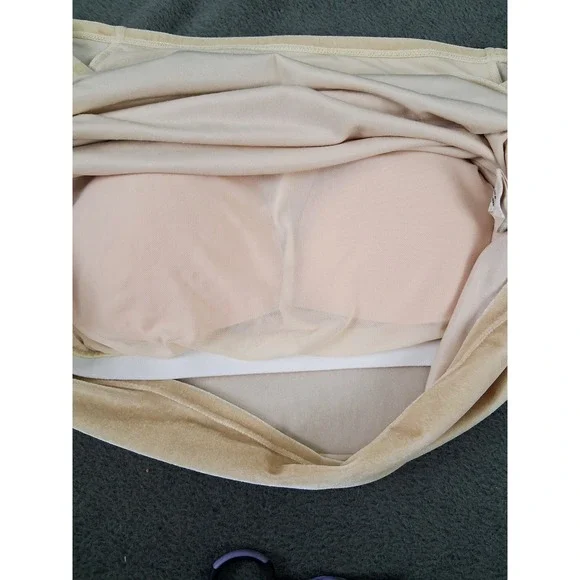 Soft Surroundings Sweater Womens Large Beige Velvet Off Shoulder Long Sleeve Top - Picture 8 of 9